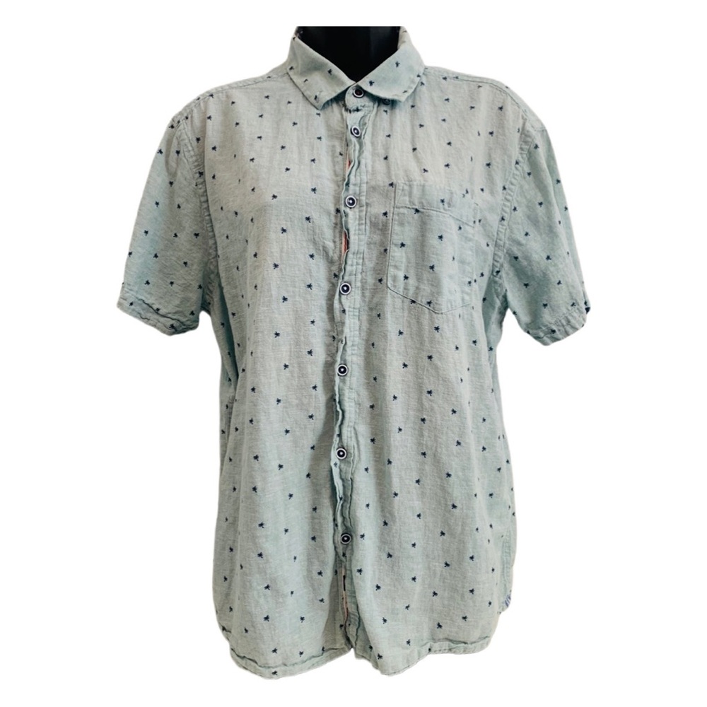 Men's Light Green Patterned Button Down Shirt